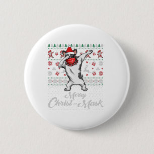 Dabbing Bulldog Face Mask Merry Christ Mask Christ 2 Inch Round Button
