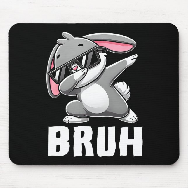 Dabbing Bunny Bruh Meme Easter Day Dab Bunny Teens Mouse Pad (Front)