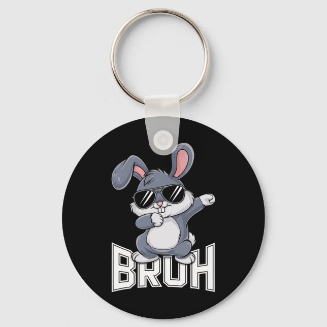 Dabbing Bunny Easter Bruh1  Keychain (Front)