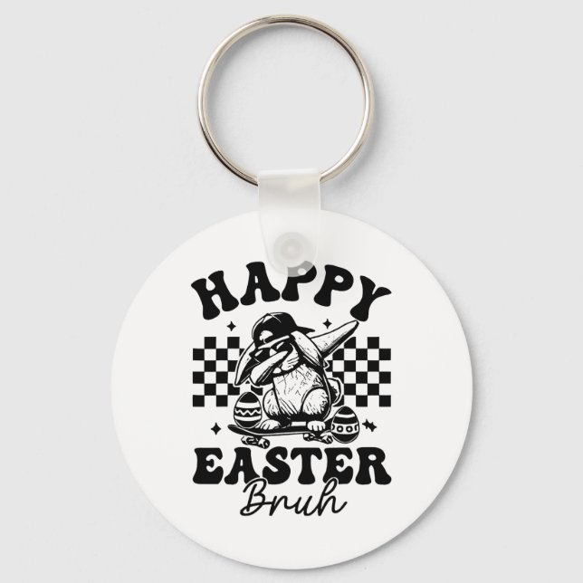 Dabbing Bunny Easter Bruh Happy Easter Bruh  Keychain (Front)