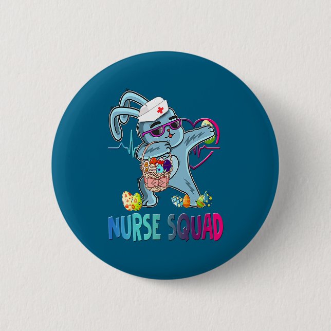 Dabbing Bunny Easter Eggs Nursing Design 2 Inch Round Button (Front)