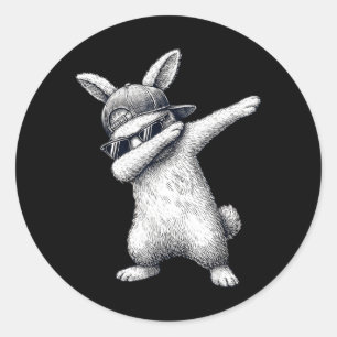 Dabbing Bunny Face with Sunglasses Easter Day for Classic Round Sticker