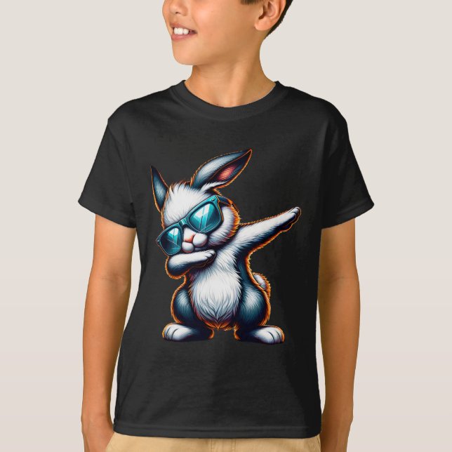 Dabbing Bunny Funny Easter Bunny  T-Shirt (Front)