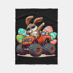 Dabbing Bunny Happy Easter Boys Kids Monster Truck Fleece Blanket