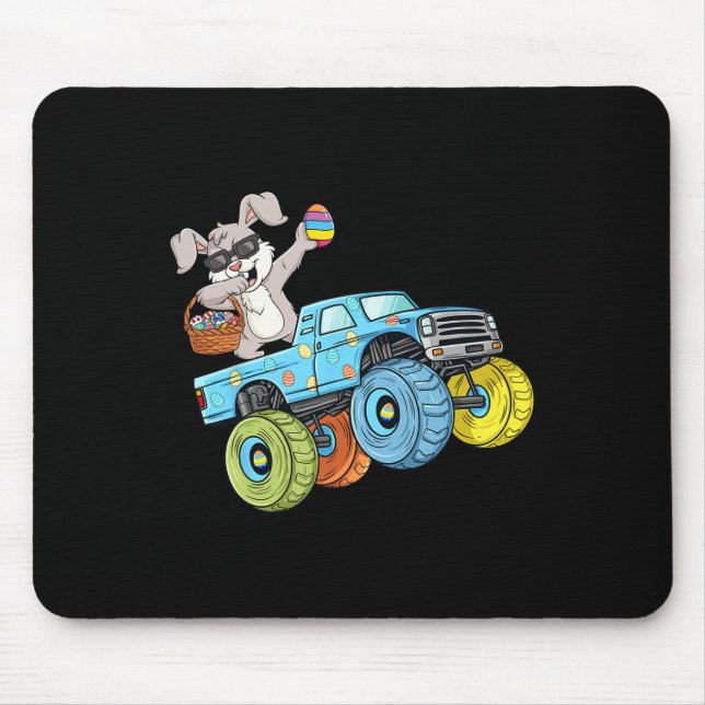 Dabbing Bunny Happy Easter Monster Truck Boys Girl Mouse Pad (Front)