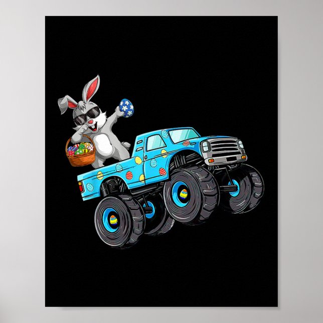 Dabbing Bunny Happy Easter Monster Truck Lovers Bo Poster (Front)