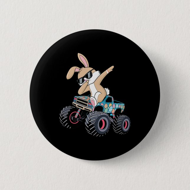 Dabbing Bunny Happy Easter Monster Truck Lovers Ki 2 Inch Round Button (Front)