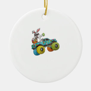 Dabbing Bunny Happy Easter Monster Truck Lovers Ki Ceramic Ornament