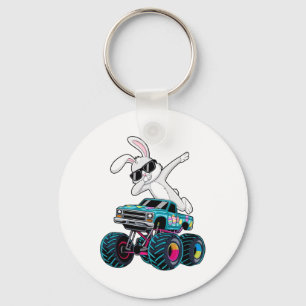 Dabbing Bunny Happy Easter Monster Truck Lovers Ki Keychain