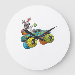 Dabbing Bunny Happy Easter Monster Truck Lovers Ki Large Clock