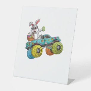 Dabbing Bunny Happy Easter Monster Truck Lovers Ki Pedestal Sign