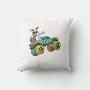 Dabbing Bunny Happy Easter Monster Truck Lovers Ki Throw Pillow
