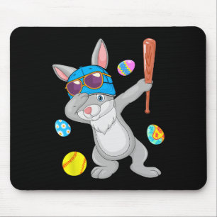 Dabbing Bunny Playing Softball Easter Costume Play Mouse Pad