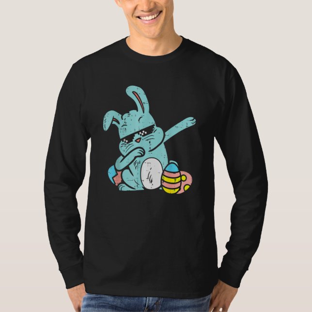 Dabbing Bunny Rabbit Egg Hunt Easter Dab Dance Boy T-Shirt (Front)