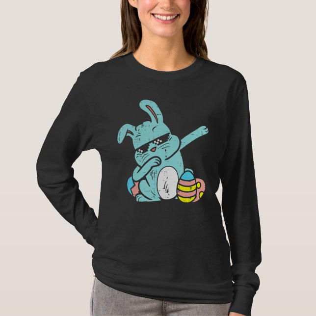Dabbing Bunny Rabbit Egg Hunt Easter T-Shirt (Front)