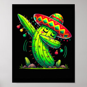 Dabbing cactus cinco de mayo boys kids men mexican poster