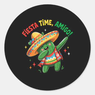 Dabbing Cactus Funny Cinco De Mayo Boys Kids Men M Classic Round Sticker