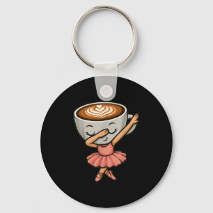 Dabbing Cappuccino Ballerina Cute Italian Brainrot Keychain