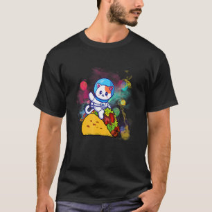 Dabbing Cat Astronaut In Space Riding Taco Present T-Shirt