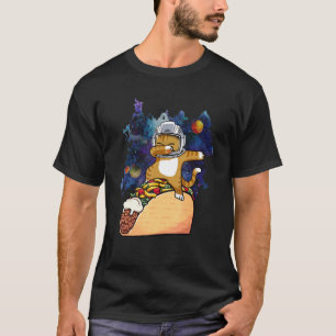 dabbing cat astronaut in space riding taco T-Shirt
