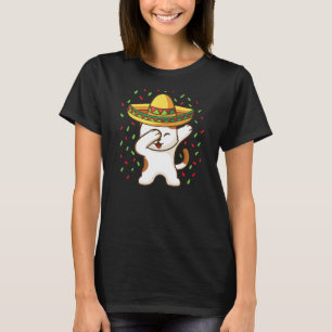 Dabbing Cat dancing with Mexican sombrero Viva Mex T-Shirt
