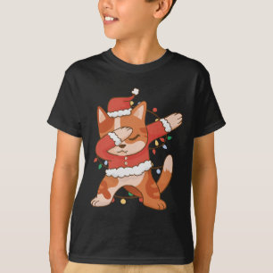 Dabbing Cat Santa Hat - Funny Christmas T-Shirt
