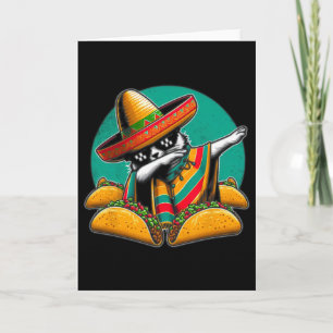 Dabbing Cat Tacos Mexican Poncho Sombrero Cinco De Card
