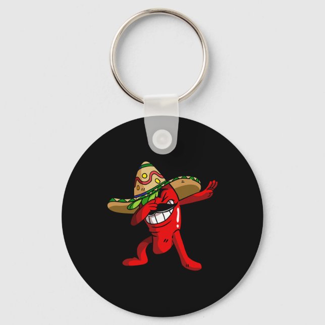 Dabbing Chili Pepper Shirt  Keychain (Front)