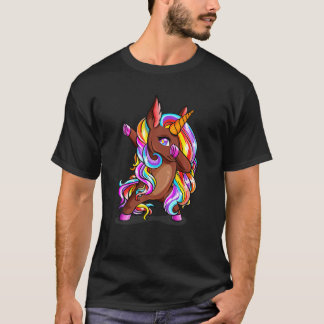 Dabbing Chocolate Skin Unicorn African American Wo T-Shirt