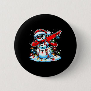 Dabbing Christmas Baseball Snowman Boys Baseball W 2 Inch Round Button