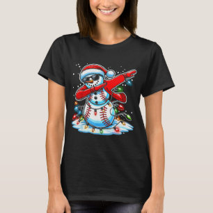 Dabbing Christmas Baseball Snowman Boys Baseball W T-Shirt