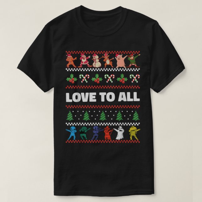 Dabbing Christmas Boys Skeleton Zombie Scary Pumpk T-Shirt (Design Front)