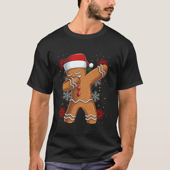Dabbing Christmas Gingerbread Man Dab Ugly Xmas Sw T-Shirt (Front)