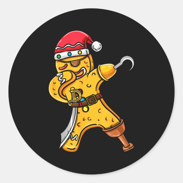 Dabbing Christmas Gingerbread Rate Halloween  Classic Round Sticker (Front)