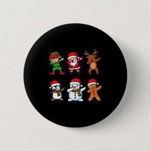 Dabbing Christmas Santa Claus Gingerbread Reindeer 2 Inch Round Button