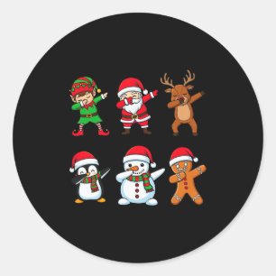 Dabbing Christmas Santa Claus Gingerbread Reindeer Classic Round Sticker