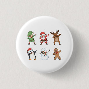Dabbing Christmas Santa Penguin Rudolph Snowman 1 Inch Round Button