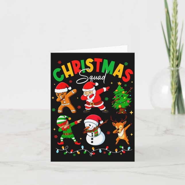 Dabbing Christmas Squad Santa Elf Family Matching  Card (Front)