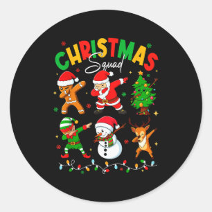 Dabbing Christmas Squad Santa Elf Family Matching Classic Round Sticker