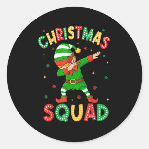 Dabbing Christmas Squad Santa Elf Family Matching Classic Round Sticker