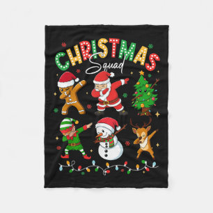 Dabbing Christmas Squad Santa Elf Family Matching Fleece Blanket