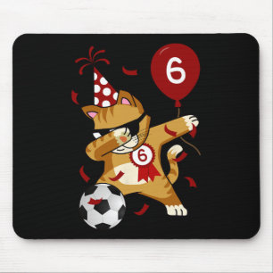 Dabbing Cool Cat Soccer Football 5th Birthday  Mouse Pad
