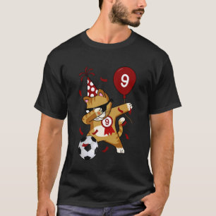 Dabbing Cool Cat Soccer Football 9th Birthday T-Shirt