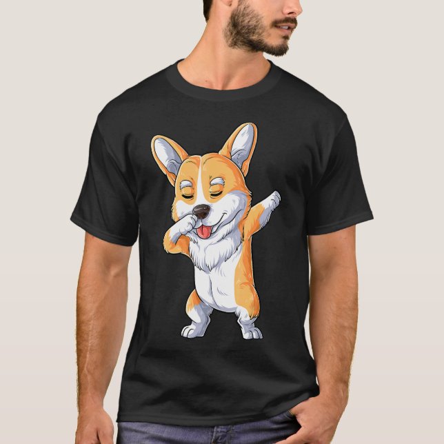 Dabbing Corgi Dog  Dab Dance T-Shirt (Front)