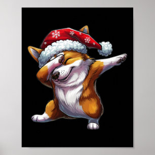 Dabbing Corgi Santa Hat Christmas Dab Dance Gifts Poster