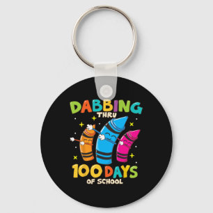 Dabbing Crayons Kids 100 Days School Boys Girls Gi Keychain