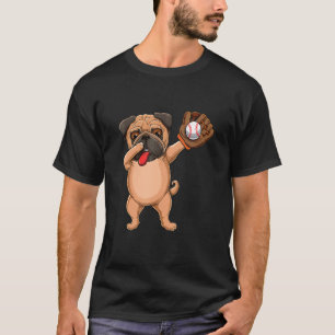 Dabbing Cute Basseball or Softball Pug dog breed D T-Shirt