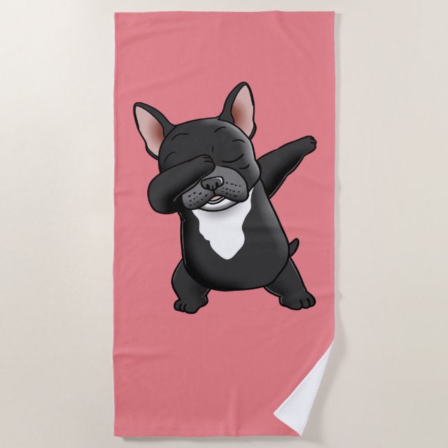 Dabbing Cute French Bulldog       Beach Towel (Front)