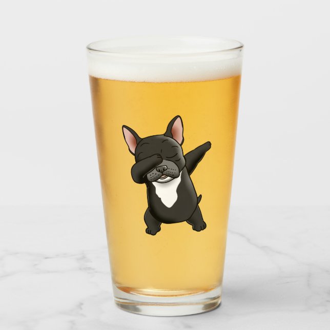 Dabbing Cute French Bulldog     Glass (Front Filled)