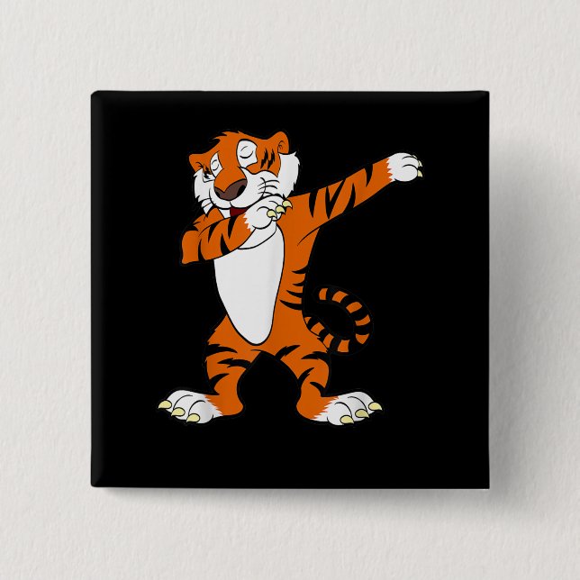Dabbing Cute Tiger Animal Party 2 Inch Square Button (Front)
